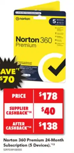 Harvey Norman Norton 360 Premium 24-Month Subscription (5 Devices)." offer