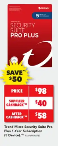 Harvey Norman Trend Micro Security Suite Pro Plus 1-Year Subscription (5 Device)."¹³ offer