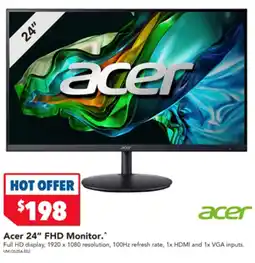 Harvey Norman Acer 24" FHD Monitor offer