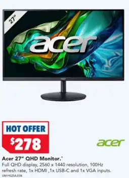 Harvey Norman Acer 27" QHD Monitor offer