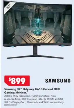 Harvey Norman Samsung 32" Odyssey G65B Curved QHD Gaming Monitor offer