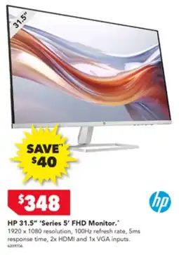 Harvey Norman HP 31.5" 'Series 5' FHD Monitor offer