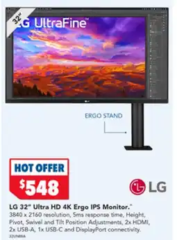 Harvey Norman LG 32" Ultra HD 4K Ergo IPS Monitor offer