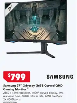 Harvey Norman Samsung 27" Odyssey G65B Curved QHD Gaming Monitor offer