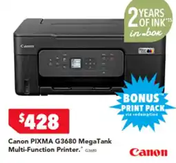 Harvey Norman Canon PIXMA G3680 MegaTank Multi-Function Printer offer