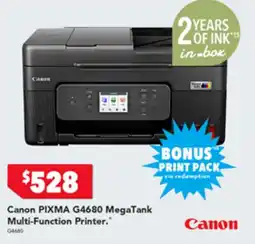 Harvey Norman Canon PIXMA G4680 MegaTank Multi-Function Printer offer