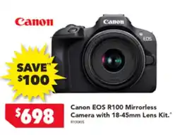 Harvey Norman Canon EOS R100 Mirrorless Camera with 18-45mm Lens Kit offer