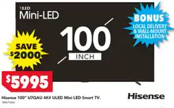 Harvey Norman Hisense 100" U7QAU 4K# ULED Mini LED Smart TV offer