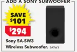 Harvey Norman Sony SA-SW3 Wireless Subwoofer offer