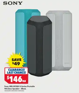 Harvey Norman Sony SRS-XE300 X-Series Portable Wireless Speaker - Black offer