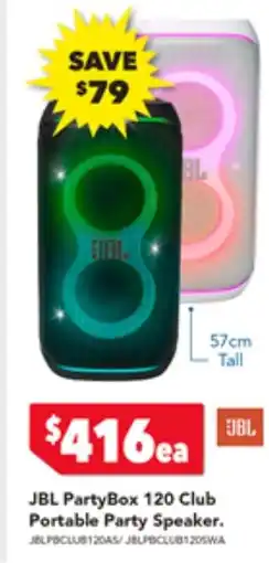 Harvey Norman JBL PartyBox 120 Club Portable Party Speaker offer
