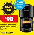 Harvey Norman Nespresso 'Vertuo Pop' Capsule Coffee Machine by De'Longhi offer