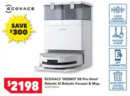 Harvey Norman ECOVACS 'DEEBOT X8 Pro Omni' Robotic Al Robotic Vacuum & Mop offer
