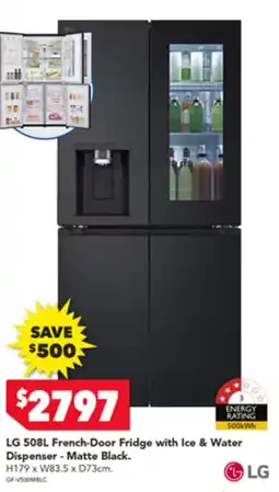 Harvey Norman LG 508L French-Door Fridge with Ice & Water Dispenser - Matte Black offer