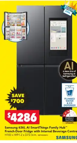 Harvey Norman Samsung 636L Al SmartThings Family Hubâ„¢ French-Door Fridge with Internal Beverage Centre" offer