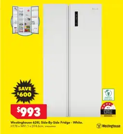 Harvey Norman Westinghouse 624L Side-By-Side Fridge - White. offer