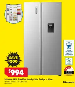 Harvey Norman Hisense 541L PureFlat Side-By-Side Fridge - Silver. offer