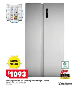 Harvey Norman Westinghouse 624L Side-By-Side Fridge - Silver. offer