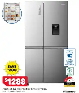 Harvey Norman Hisense 649L PureFlat Side-by-Side Fridge. offer