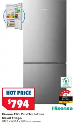 Harvey Norman Hisense 417L PureFlat Bottom Mount Fridge offer