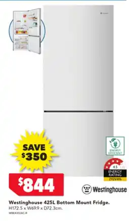 Harvey Norman Westinghouse 425L Bottom Mount Fridge offer