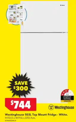Harvey Norman Westinghouse 503L Top Mount Fridge - White offer