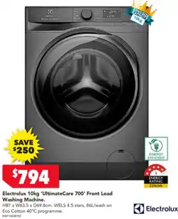 Harvey Norman Electrolux 10kg 'Ultimate Care 700' Front Load Washing Machine offer