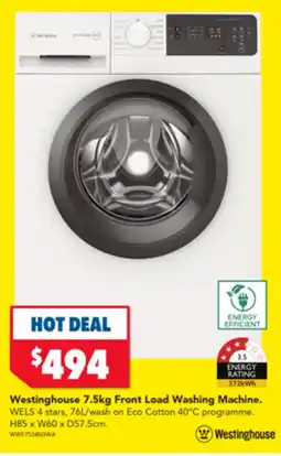 Harvey Norman Westinghouse 7.5kg Front Load Washing Machine offer