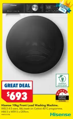 Harvey Norman Hisense 10kg Front Load Washing Machine offer