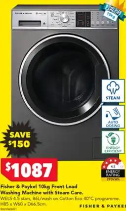 Harvey Norman Fisher & Paykel 10kg Front Load Washing Machine with Steam Care offer