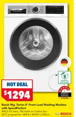 Harvey Norman Bosch 9kg 'Series 8' Front Load Washing Machine with SpeedPerfect offer