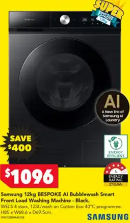 Harvey Norman Samsung 12kg BESPOKE AI Bubblewash Smart Front Load Washing Machine - Black. offer