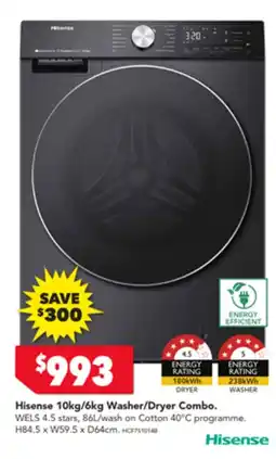 Harvey Norman Hisense 10kg/6kg Washer/Dryer Combo offer