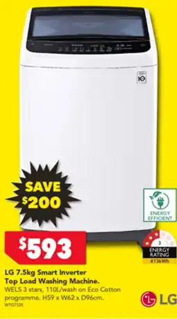 Harvey Norman LG 7.5kg Smart Inverter Top Load Washing Machine. offer