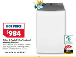 Harvey Norman Fisher & Paykel 10kg Top Load Washing Machine. offer