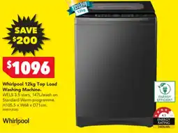 Harvey Norman Whirlpool 12kg Top Load Washing Machine offer