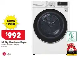 Harvey Norman LG 8kg Heat Pump Dryer. offer