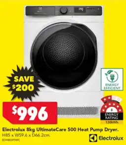 Harvey Norman Electrolux 8kg UltimateCare 500 Heat Pump Dryer. offer