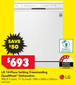 Harvey Norman LG 14-Place Setting Freestanding QuadWash Dishwasher offer