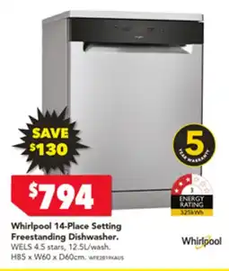 Harvey Norman Whirlpool 14-Place Setting Freestanding Dishwasher. offer