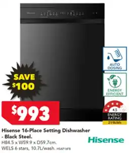 Harvey Norman Hisense 16-Place Setting Dishwasher - Black Steel offer