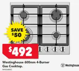 Harvey Norman Westinghouse 600mm 4-Burner Gas Cooktop offer