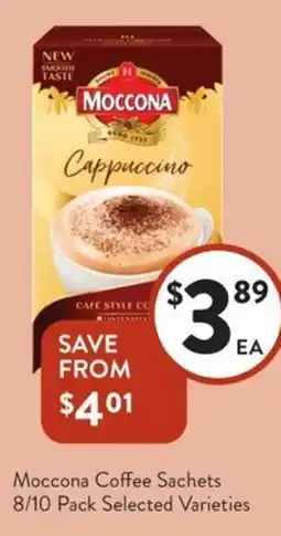 Foodworks Moccona Coffee Sachets 8/10 Pack Selected Varieties offer