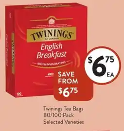 Foodworks Twinings Tea Bags 80/100 Pack Selected Varieties offer