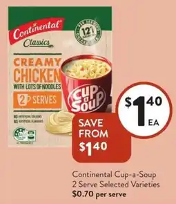 Foodworks Continental Cup-a-Soup 2 Serve Selected Varieties offer