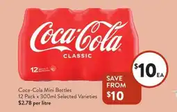 Foodworks Coca-Cola Mini Bottles 12 Pack Selected Varieties offer