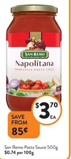 Foodworks San Remo Pasta Sauce offer