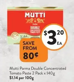 Foodworks Mutti Parma Double Concentrated Tomato Paste 2 Pack offer