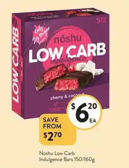 Foodworks Noshu Low Carb Indulgence Bars offer