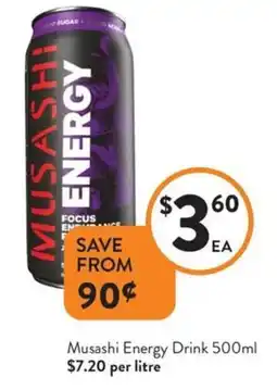Foodworks Musashi Energy Drink offer